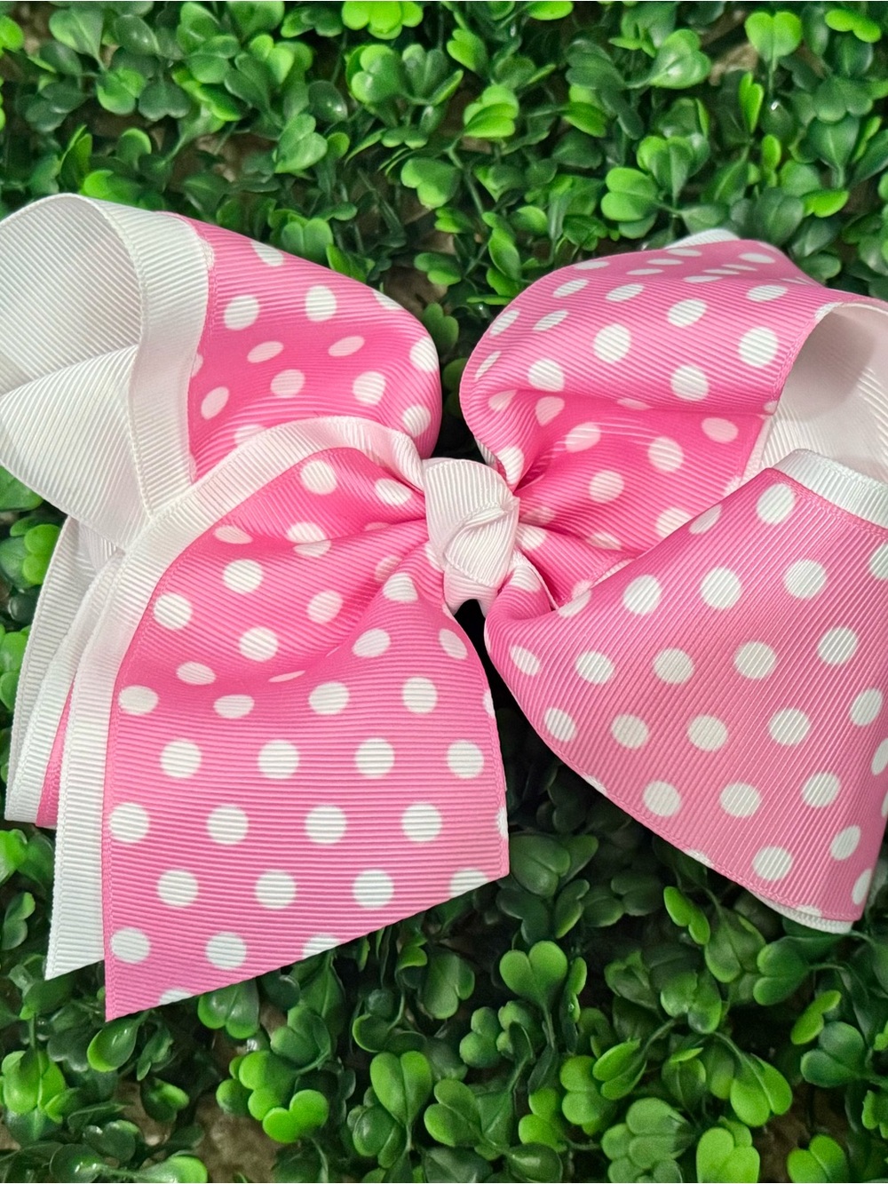Pink Polka Dot Hair Bow for Girls
